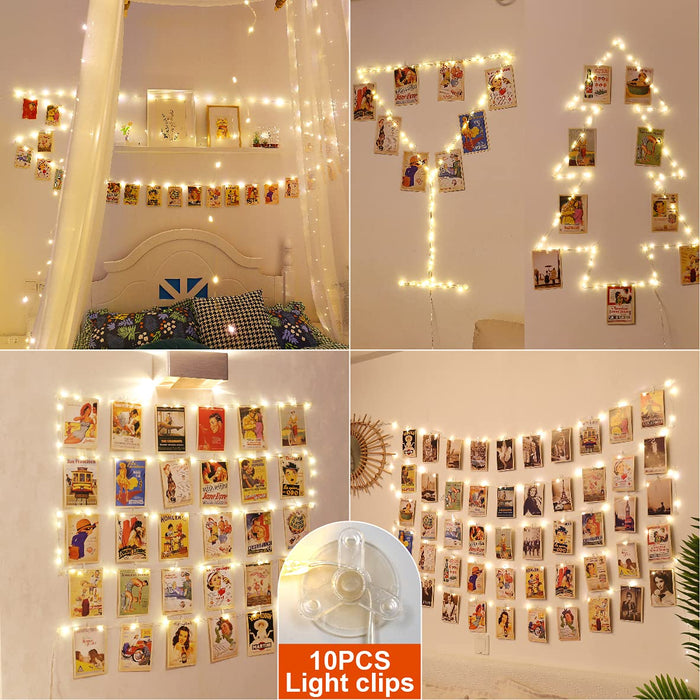 Photo Clips String Light, 16.5Ft 50LEDs Fairy Light with 52 Clear Clip —  CHIMIYA